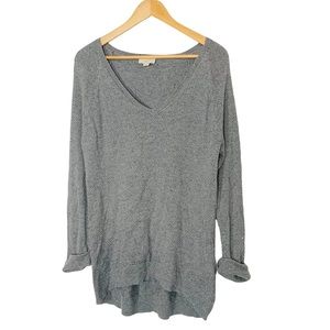 Loft Gray Flecked Confetti Speckled High Low Long Sleeve Pullover Sweater